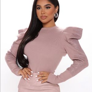 Puff sleeve sweater- mauve